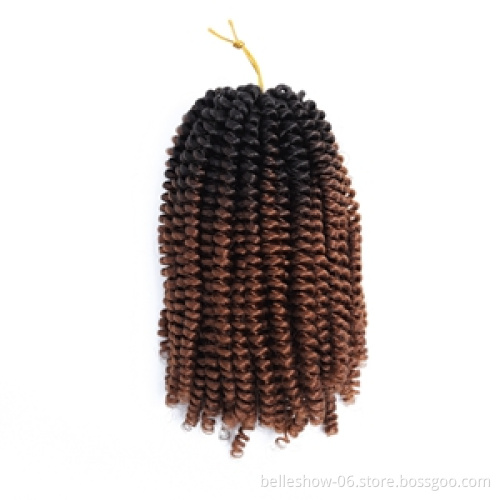 Hot sell  8-12 inches pre twisted ombre color spring twists  curly crochet braid hair spring twist hair